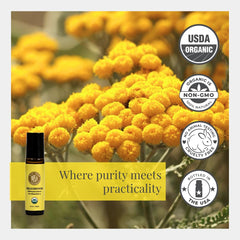 Steam-distilled Helichrysum italicum essential oil bottle