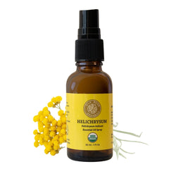 Front view of Silk Road Organic Helichrysum Italicum essential oil spray bottle, 1 oz.