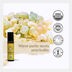 Close-up of roll-on applicator with organic Frankincense Serrata oil