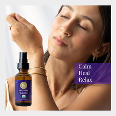 Ingredients and USDA Organic certification on Lavender spray label