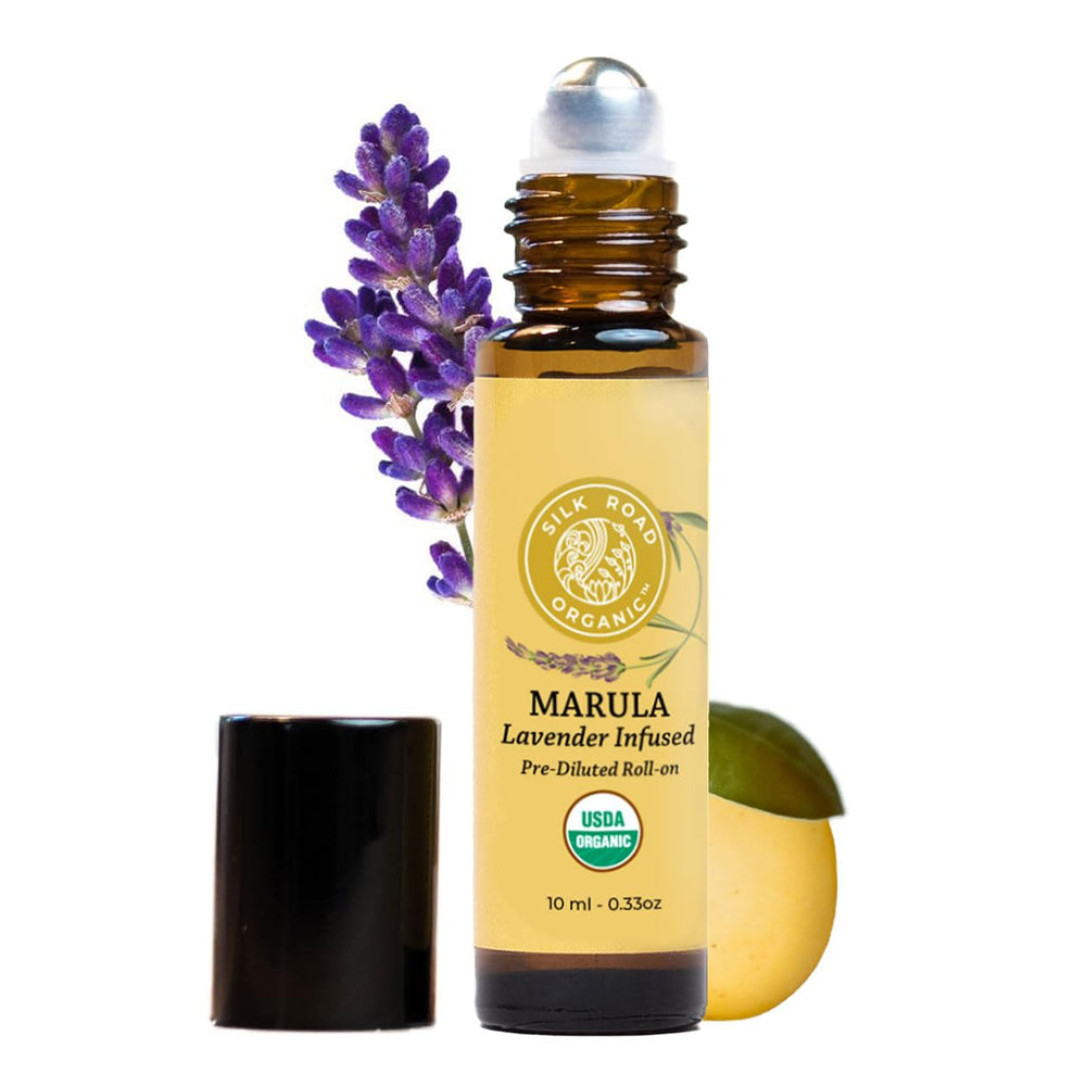 Silk Road Organic Marula Oil and Lavender Roll On bottle