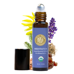 Silk Road Organic Meditation Essential Oil Roll-On bottle, 10ml