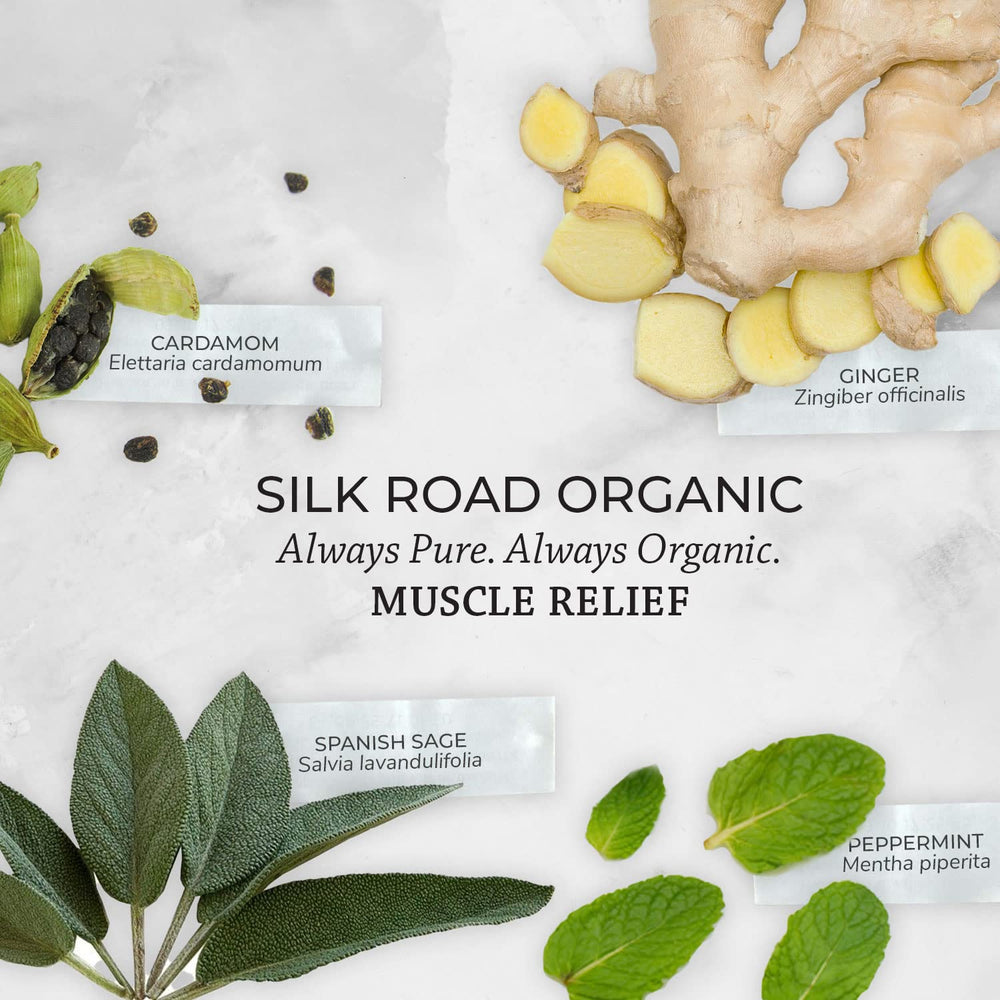 USDA Organic logo on Silk Road Muscle Relief Roller packaging