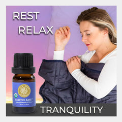 Label showing USDA Organic certification for Silk Road Restful Ease essential oil blend