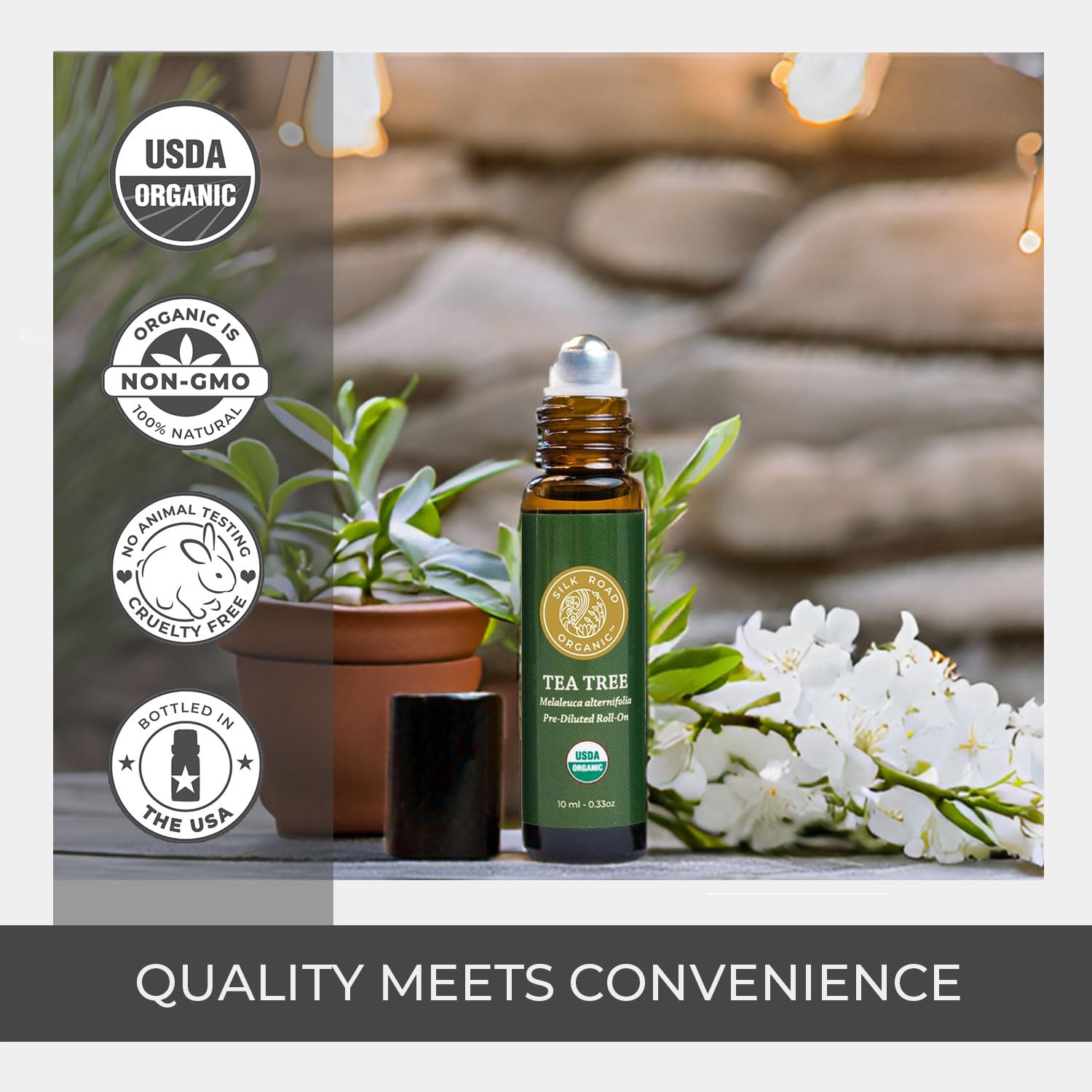 Travel-friendly 10 ml tea tree oil roll-on packaging