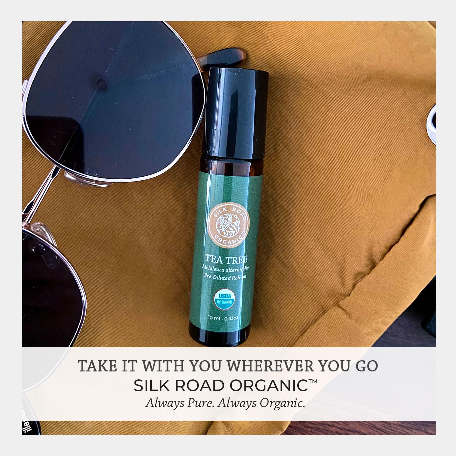 100% pure tea tree oil roll-on with non-GMO, organic ingredients