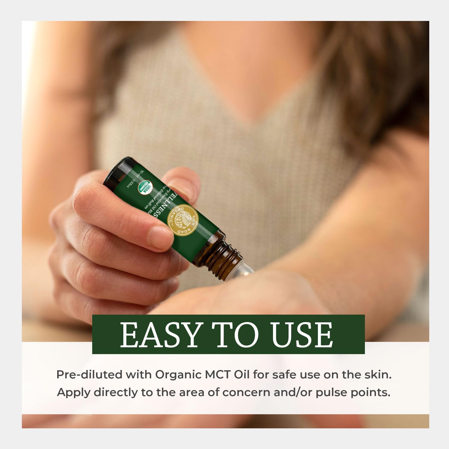 Ingredients listed: Frankincense, Cypress, Cedarwood, Clary Sage, Orange