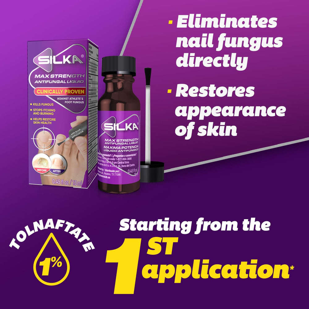 Silka Max Strength Application Closeup highlights brush-distributed treatment for accurate coverage.