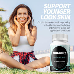Graphic of ingredients: hyaluronic acid, hydrolyzed collagen, turmeric, MSM, vitamin C