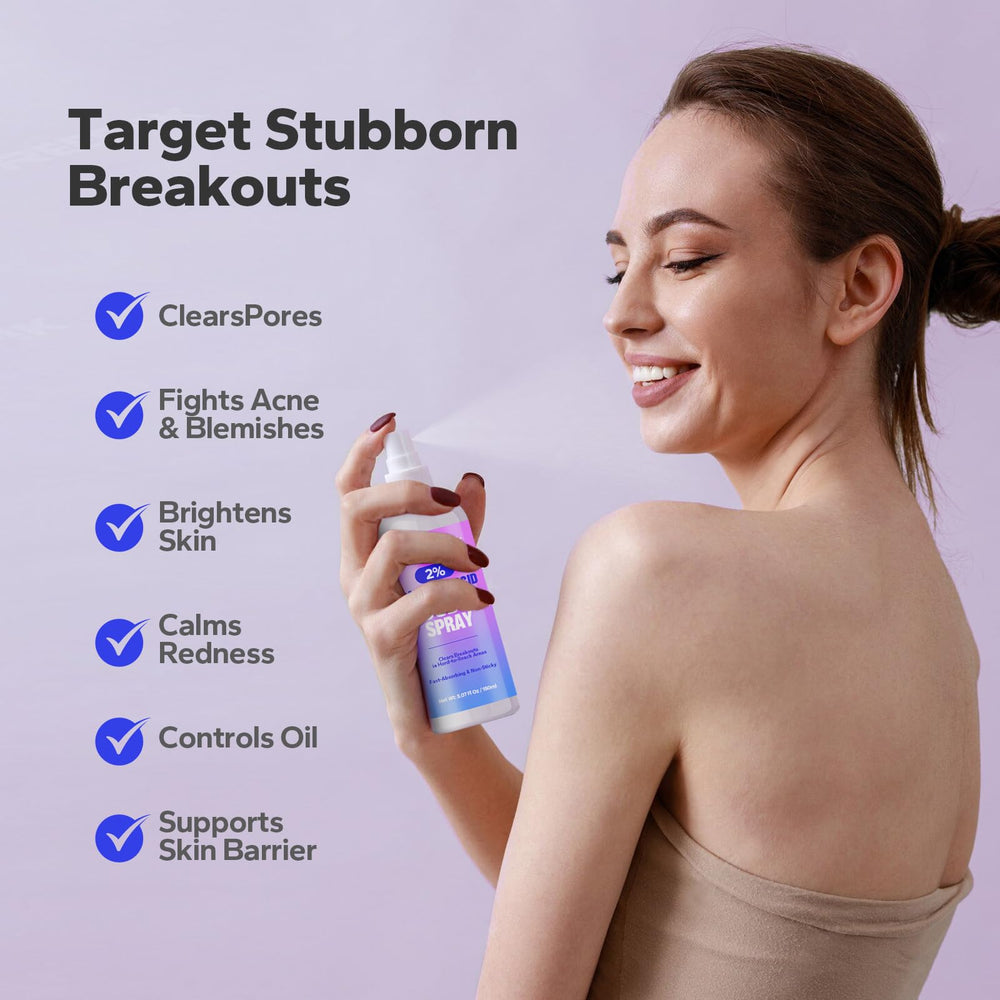 SilkyShark Salicylic Acid Spray 360 mist enables easy reach for back and shoulders