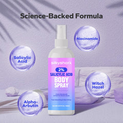 Back coverage with SilkyShark Salicylic Acid Spray requires no rubbing