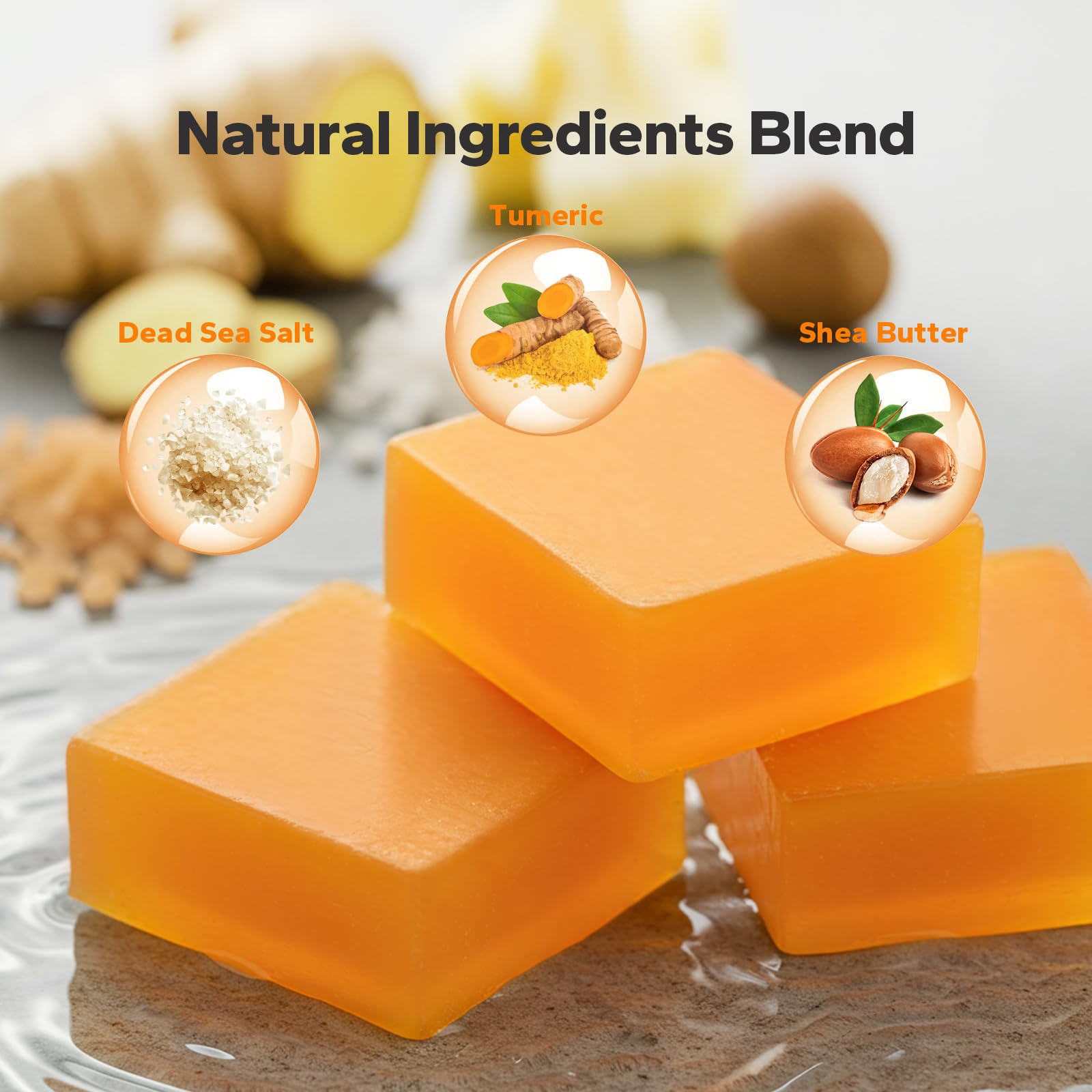 SilkyShark turmeric soap bar texture reveals nourishing oils for smooth skin.