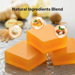SilkyShark turmeric soap bar texture reveals nourishing oils for smooth skin.