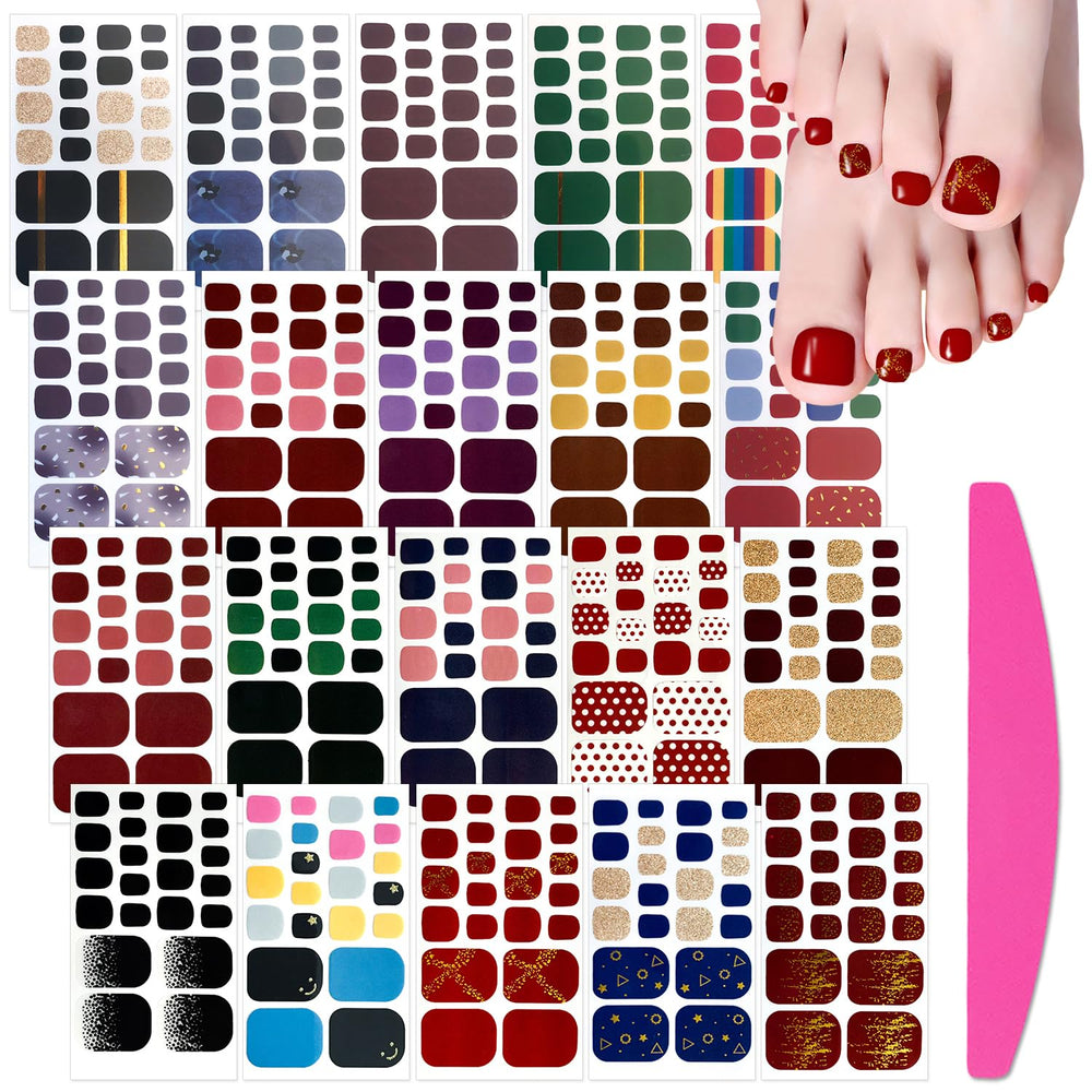 SILPECWEE toe nail sticker 20-sheets set for quick, long-lasting full-wrap color.