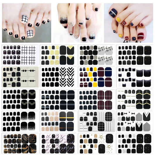 SILPECWEE plaid design toe stickers for a chic toe look
