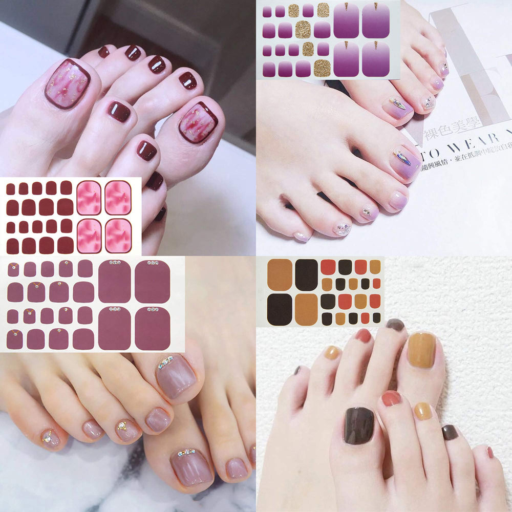 SILPECWEE toe nail strips with glossy finish on nail
