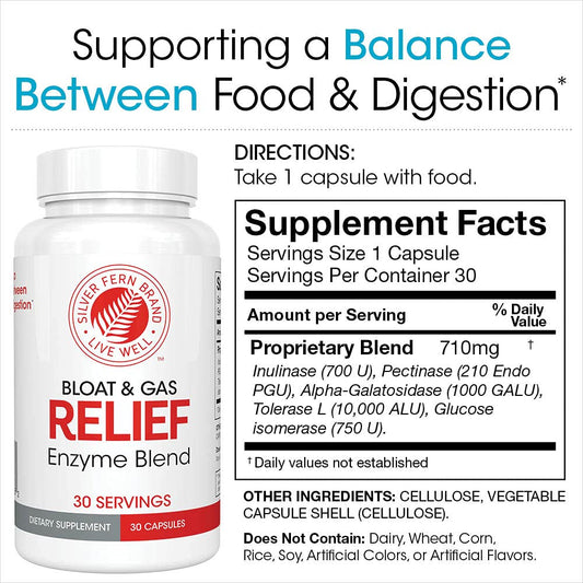 Nutrition facts label and ingredient list on Silver Fern bottle