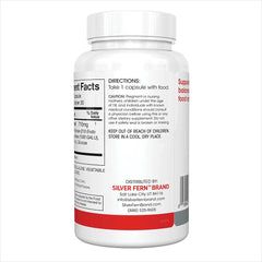 Silver Fern Bloat Relief capsules closeup, easy-to-swallow dietary enzyme capsules
