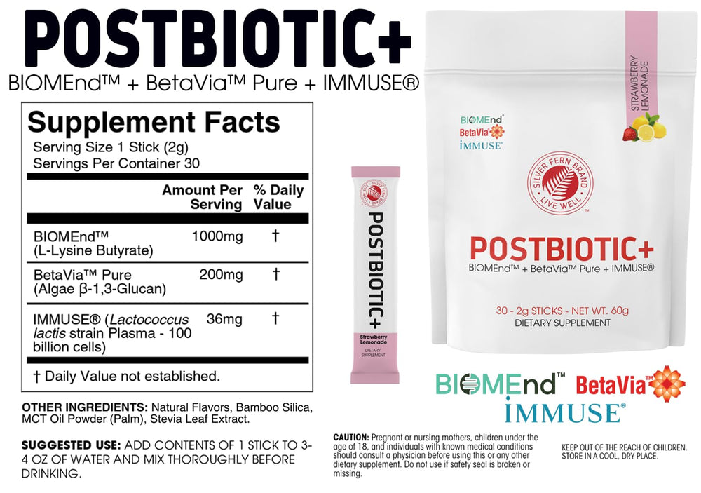 Key ingredients: BIOMend, BetaVia, Immuse highlighted