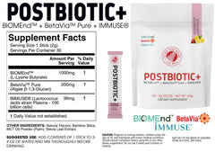 Key ingredients: BIOMend, BetaVia, Immuse highlighted