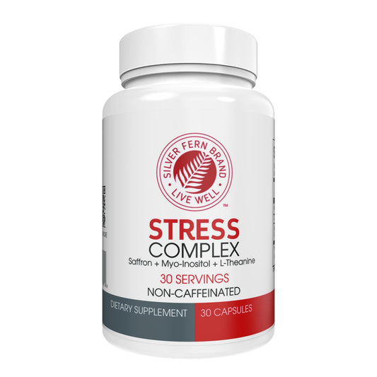 Bottle of Silver Fern Stress Complex - caffeine-free formula