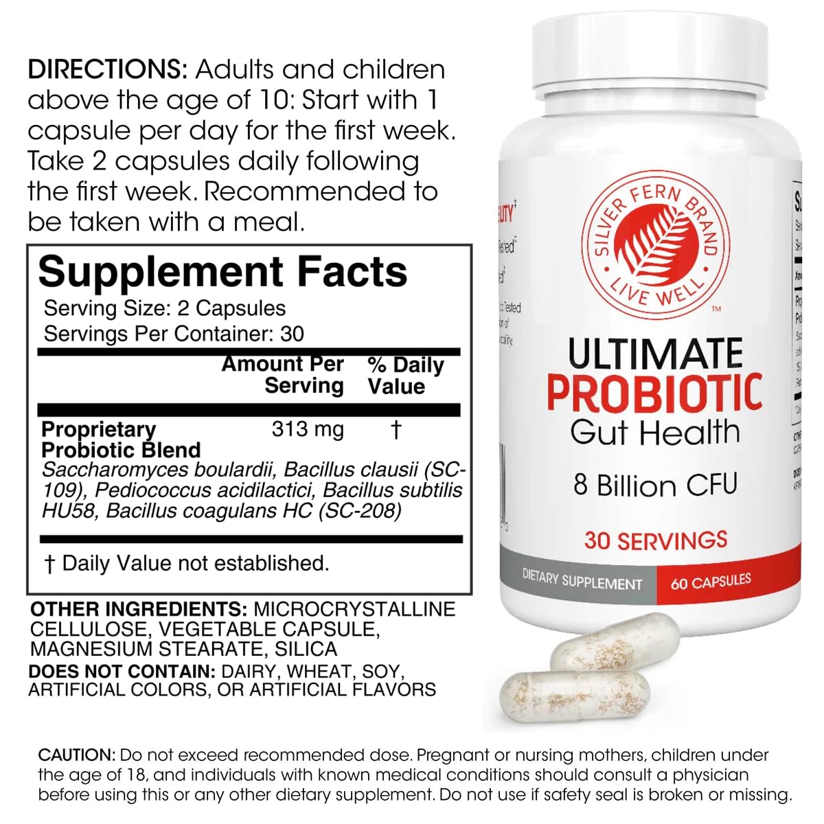 Close-up of probiotic capsules for Silver Fern Probiotic