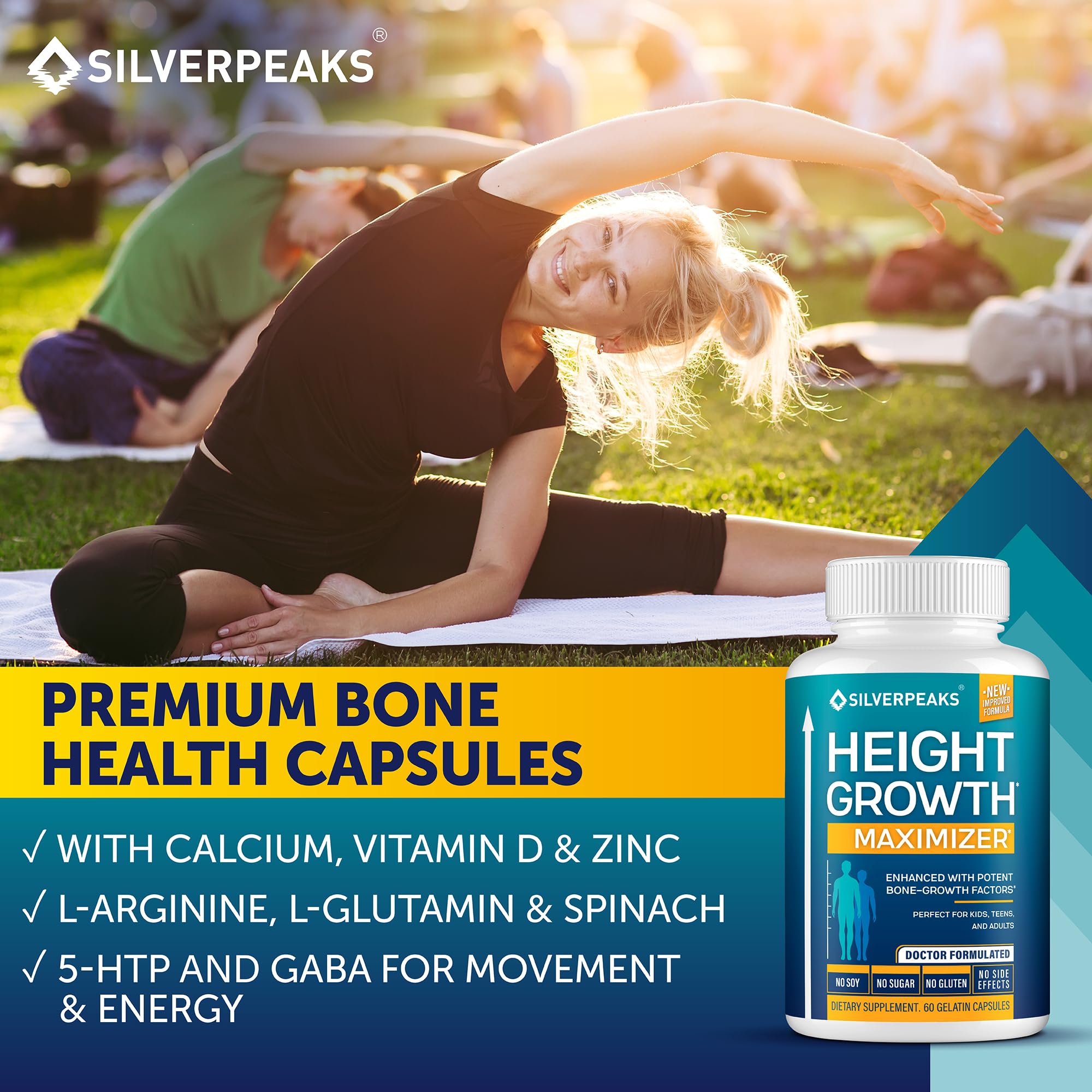 Silverpeaks Growth Capsules packaging artwork and seal of quality