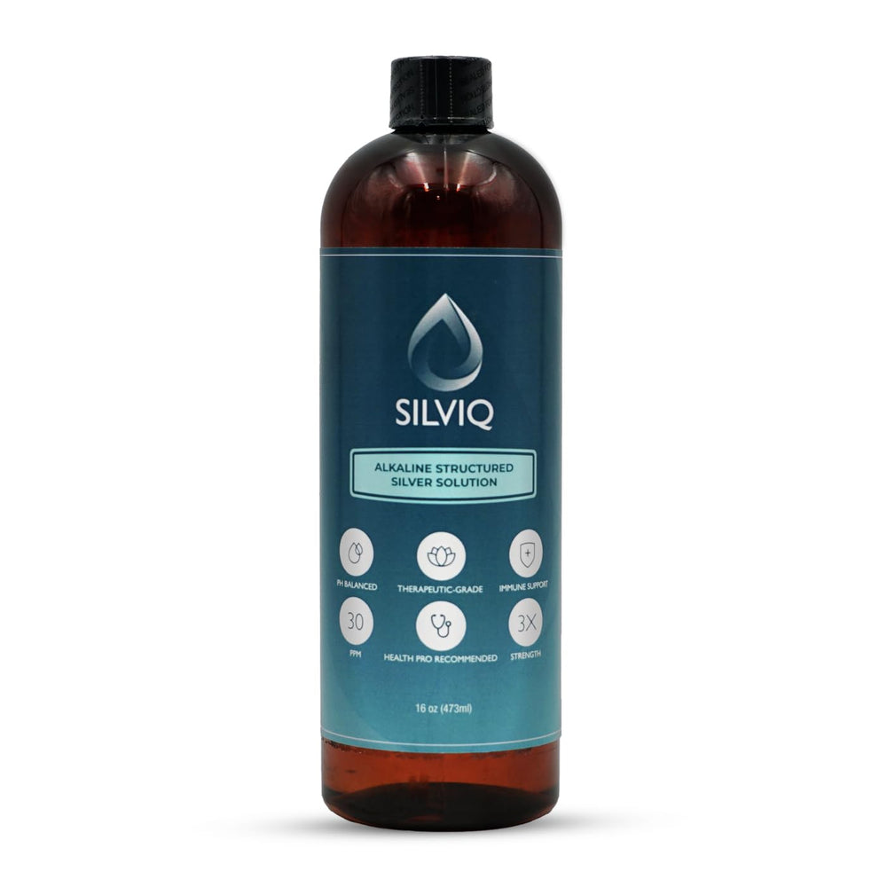 Front view of SILVIQ Structured Silver Water bottle, 16 oz