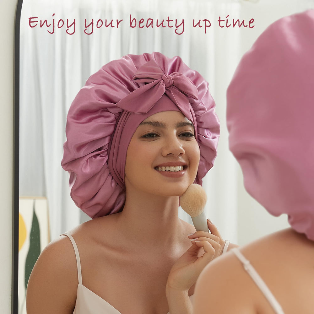 Simapu satin bonnet suitable for sleeping skincare makeup yoga and more.