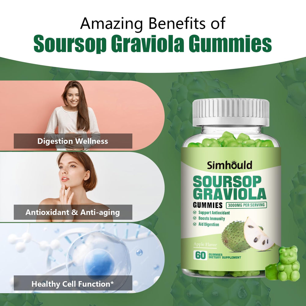 Ingredients panel for Simhould Soursop Graviola Gummies