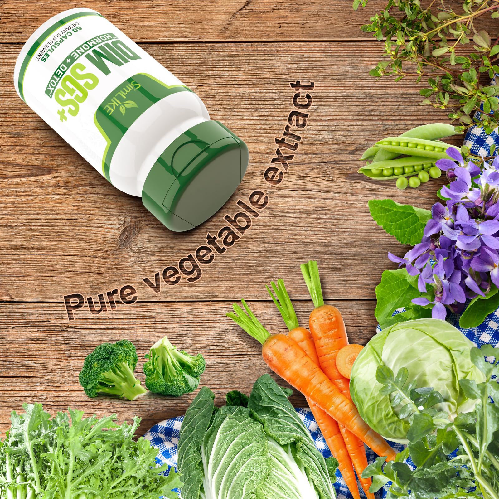 Simlike DIM Hormone Detox featuring pomegranate extract for metabolism.