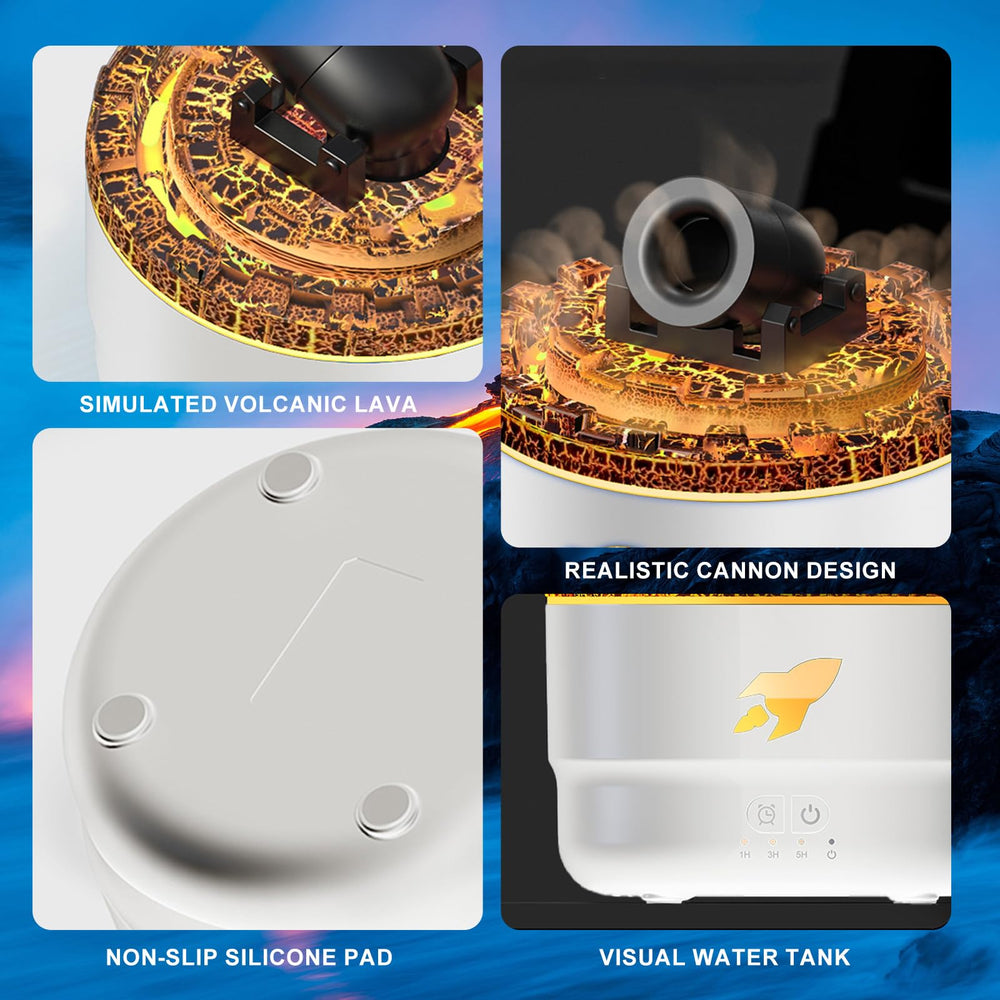 SIMOHOT cannon humidifier bedroom setup with soft glow for relaxation