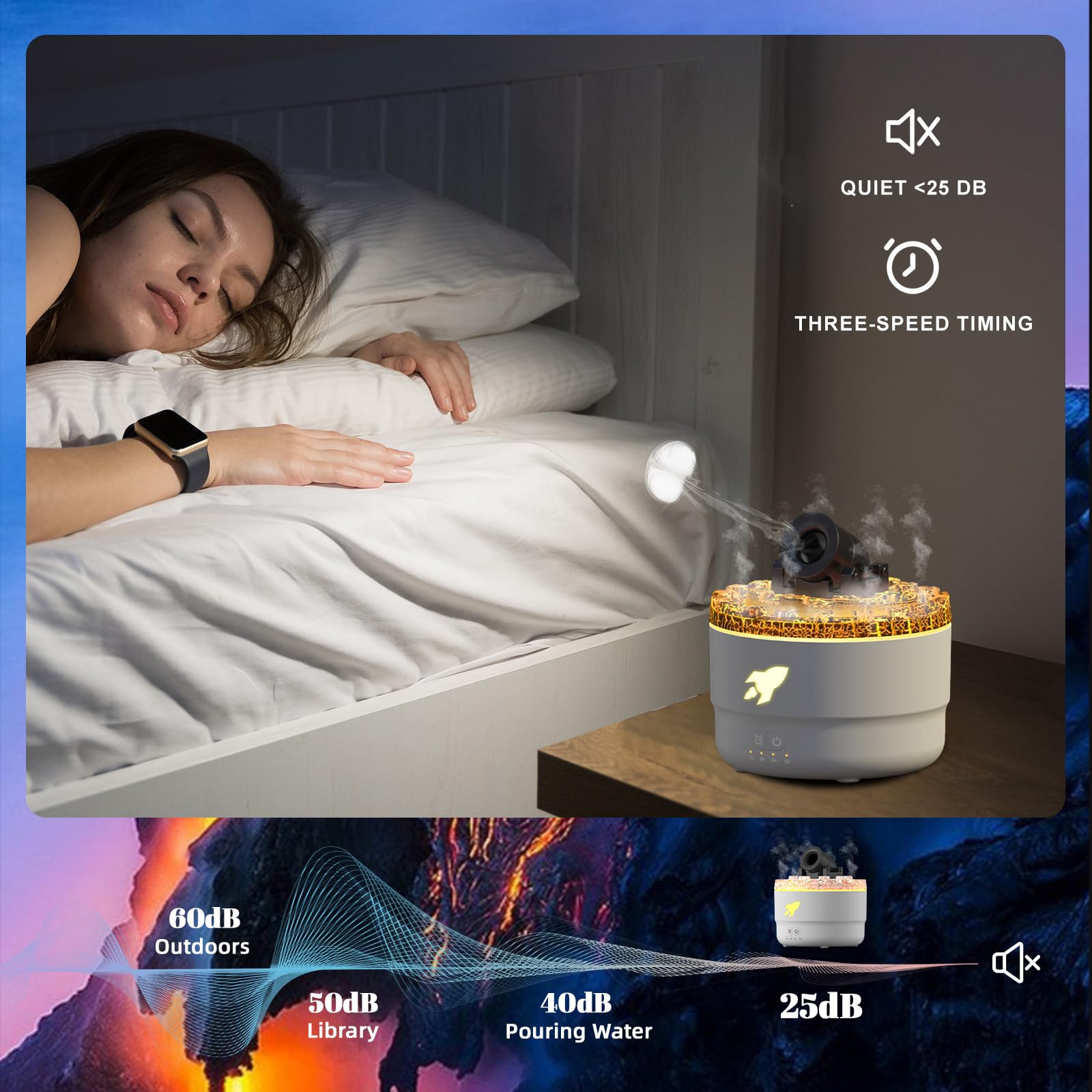 SIMOHOT cannon humidifier mist output showing dynamic circular mode in motion