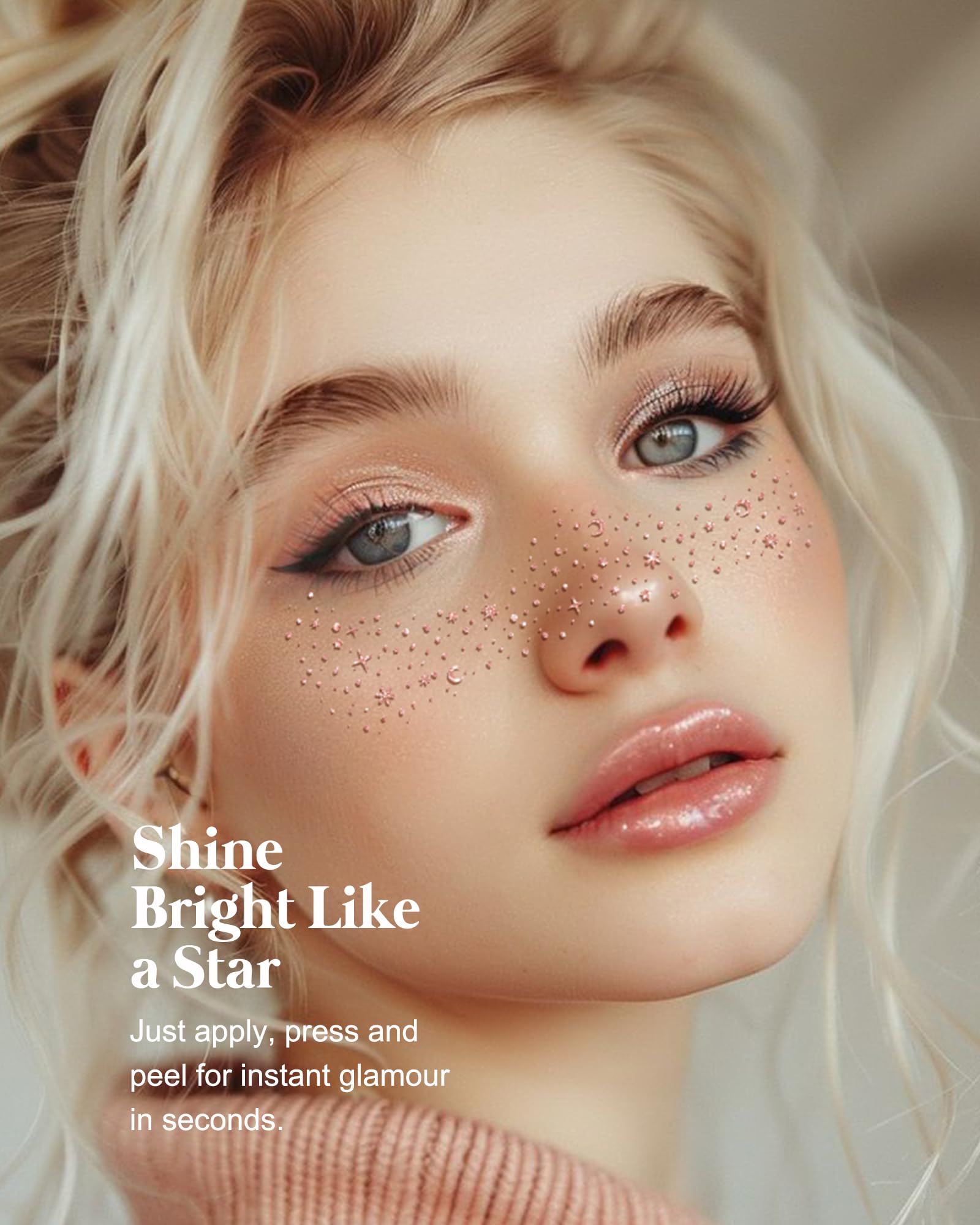 Simpilos easy apply glitter patches rose gold for bold concert looks.