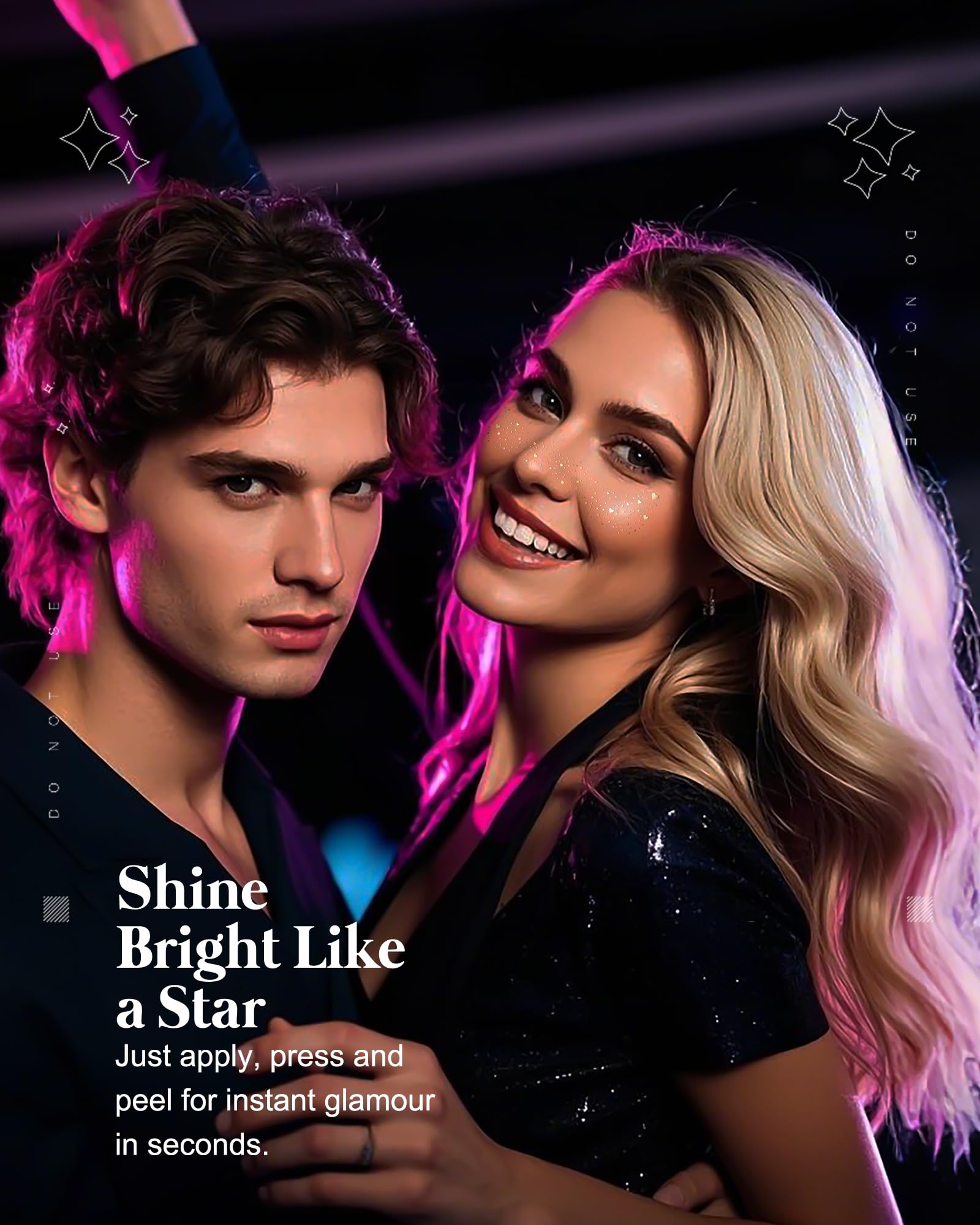 Simpilos Glitter Freckles near collarbone add bold festival glam.