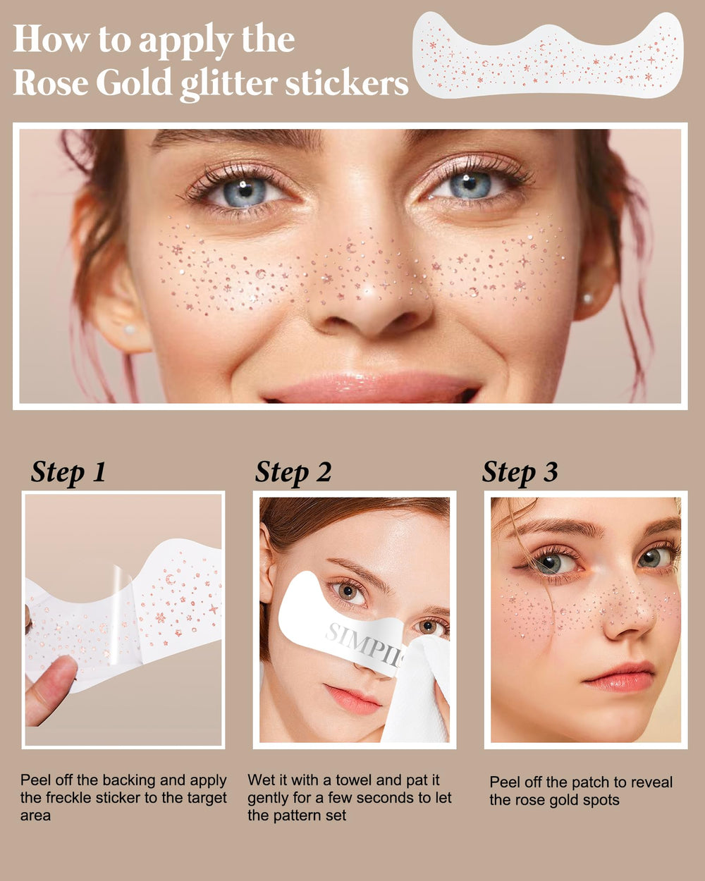 Simpilos rose gold glitter patches gift-worthy for celebrations.