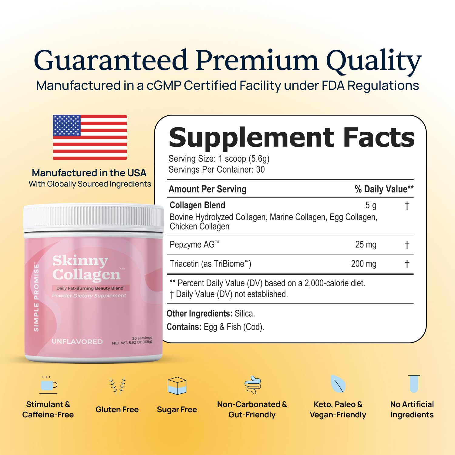 Simple Promise unflavored collagen scoop for measured servings
