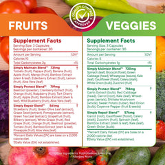 Close-up of 42+ fruits and vegetables in the blend