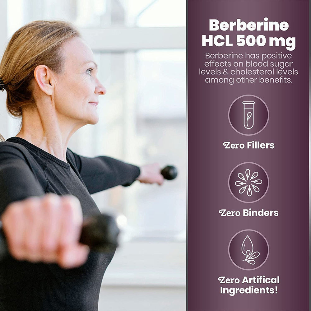 Simply Natures Pure USA-made label on Berberine bottle for quality assurance