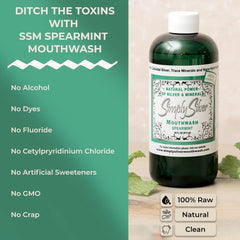 Close-up of nano hydroxyapatite formula on Simply Silver Mouthwash