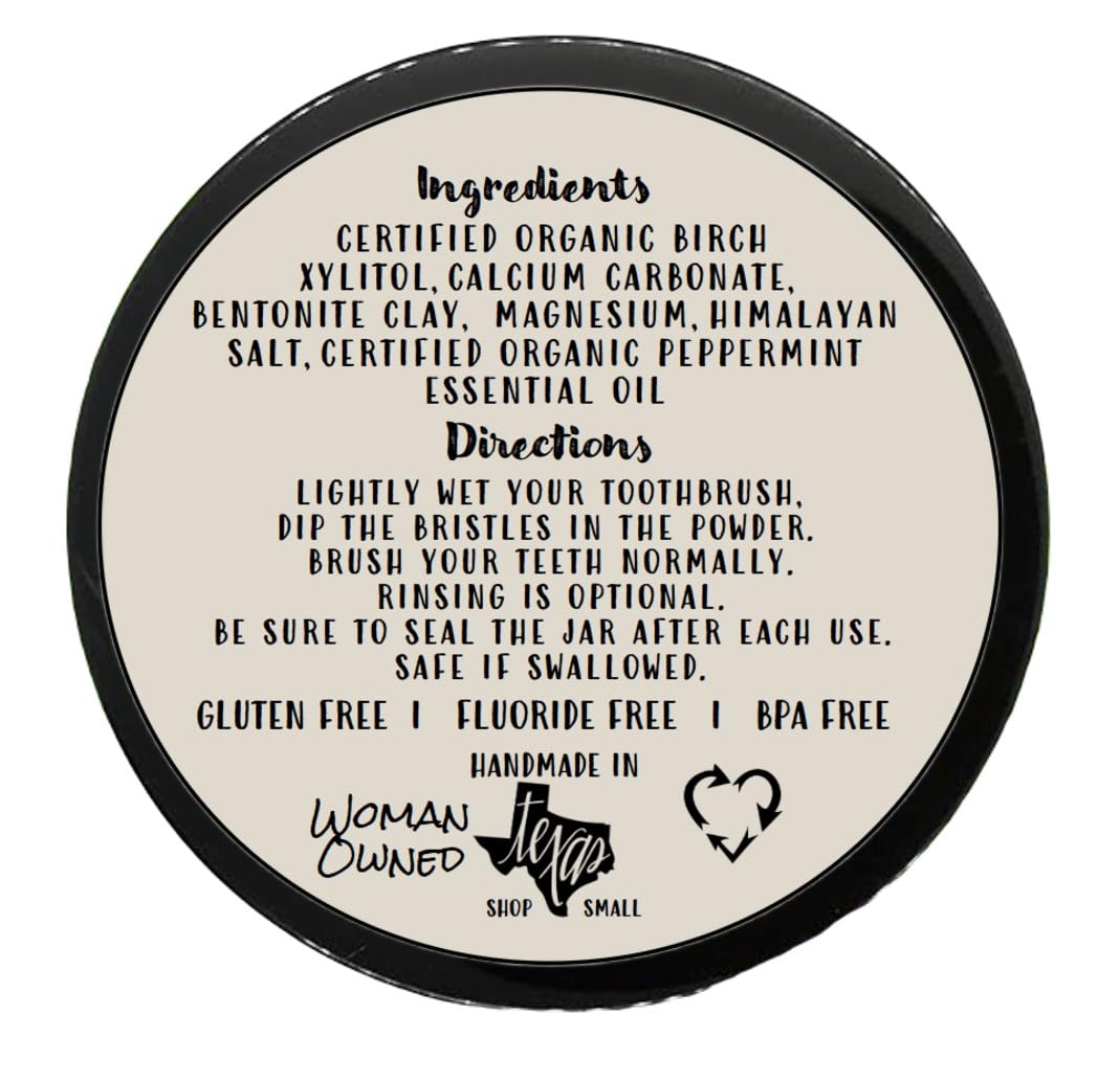 Close-up of ingredients showing bentonite clay and minerals