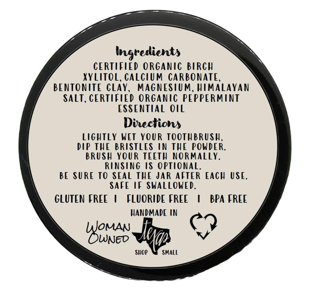 Close-up of ingredients showing bentonite clay and minerals
