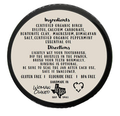 Close-up of ingredients showing bentonite clay and minerals