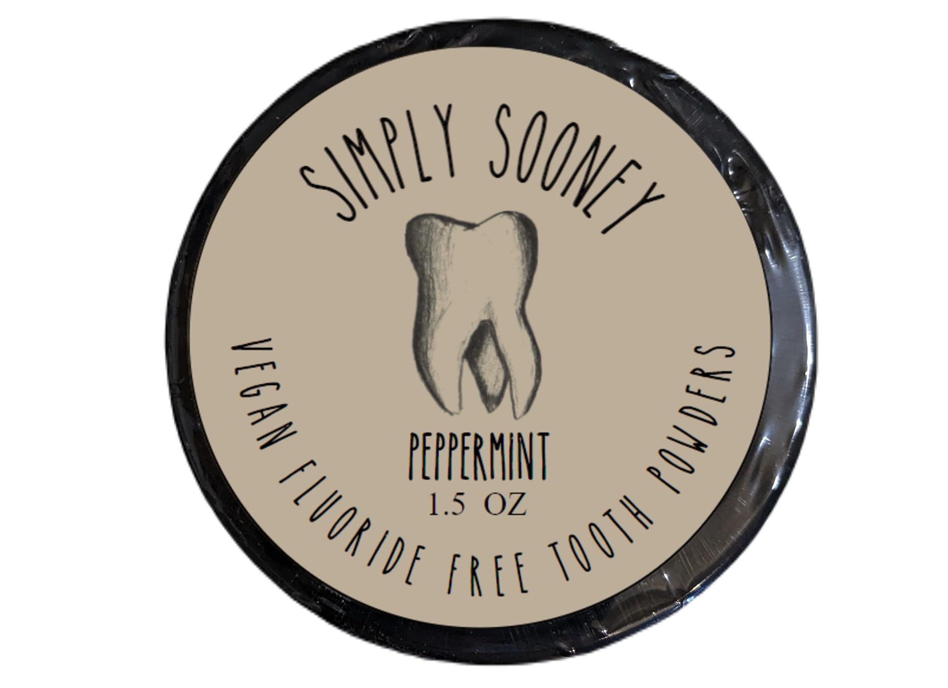 Product label highlighting vegan, gluten-free and organic peppermint oil features