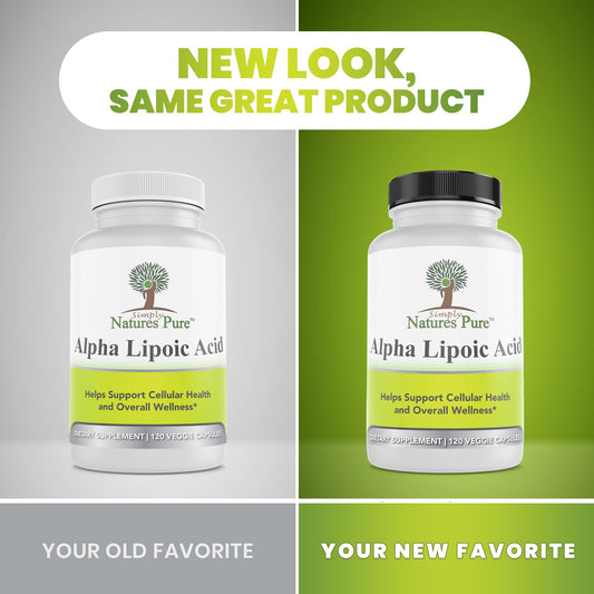 Close-up of Simply Nature's Pure ALA 600mg label.