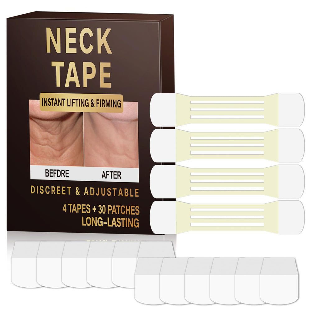 SinBron Neck Tape lift front view for an instant neckline smoothing.
