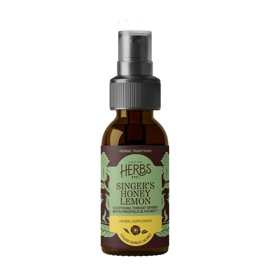 Hero image of Herbs Etc. Singer's Saving Grace Honey Lemon throat spray bottle, 1 oz