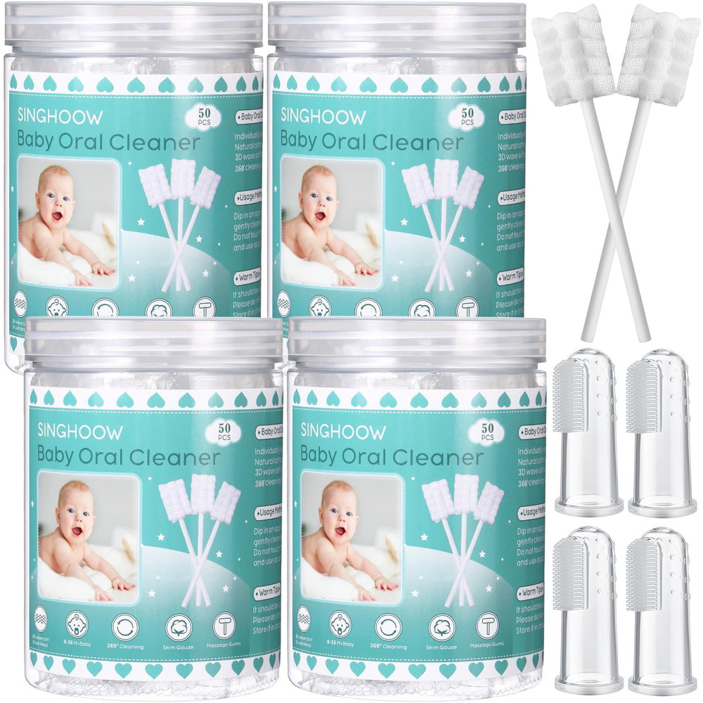 Singhoow baby tongue cleaners and finger toothbrushes set in blue