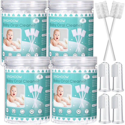 Singhoow baby tongue cleaners and finger toothbrushes set in blue