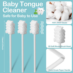 Close-up of 200 disposable baby tongue cleaners